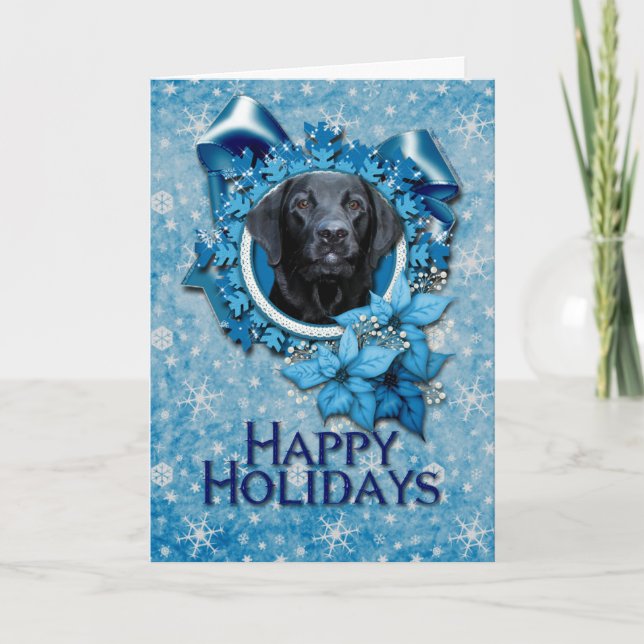 Jul - blåttSnowflake - Labrador - svart Gage Helgkort (Framsida)