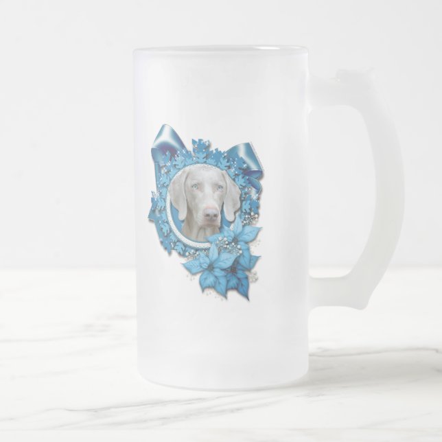 Jul - blåttSnowflake - Weimeraner - blåttöga Frostat Ölglas (Höger)