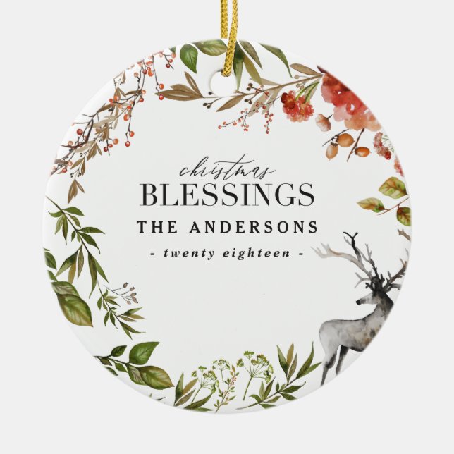 Jul Blesings vattenfärgsblad Helgdag Julgransprydnad Keramik (Framsidan)