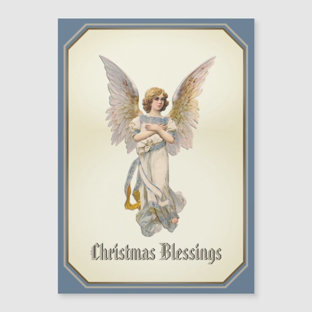 Jul Blessen Angel Blue Guld Magnetic Card (Framsida)