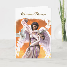 Jul Blessings. African American Angel Helgkort