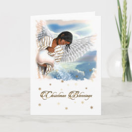 Jul Blessings. African American Angel Helgkort