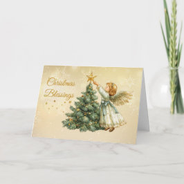 Jul Blessings Angel Decoration Träd Star Kort