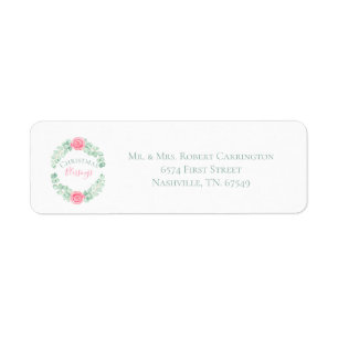 Jul Blessings Blommigt Eucalyptus Helgdag Card Returadress Etikett