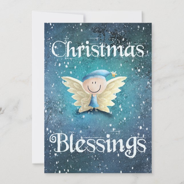 Jul Blessings Cute Angel Julkort (Framsida)