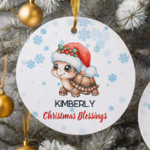 Jul Blessings gulliga sköldpadda Ornament