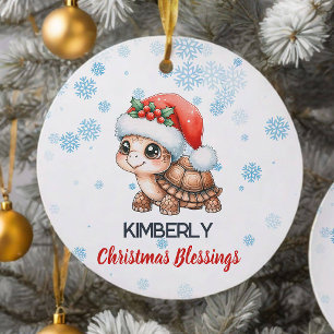 Jul Blessings gulliga sköldpadda Ornament