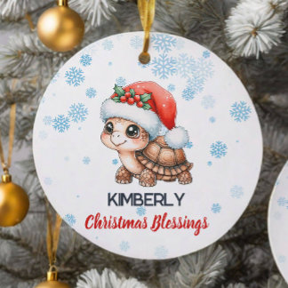 Jul Blessings gulliga sköldpadda Ornament