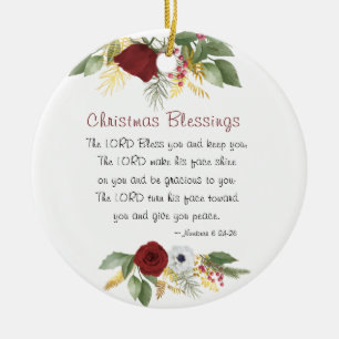 Jul Blessings Lord Bless You Winter Blommigt Julgransprydnad Keramik