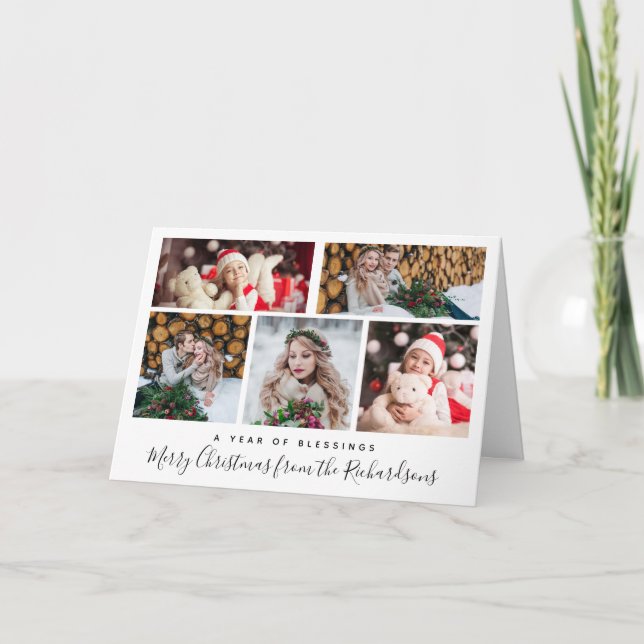 Jul Blessings | Multifoto Grid Helgkort (Framsida)