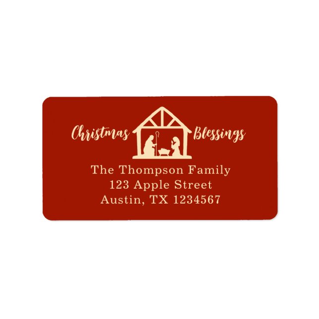 Jul Blessings Ntivity Guld Typography Adressetikett (Framsidan)