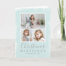 Jul Blessings Pastel Grönt Photo Collage Helgkort