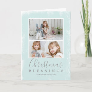 Jul Blessings Pastel Grönt Photo Collage Helgkort