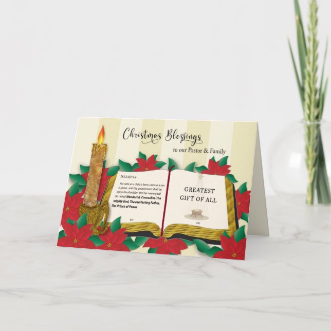 Jul Blessings Pastor Christian Poinsettias Kort (Framsida)