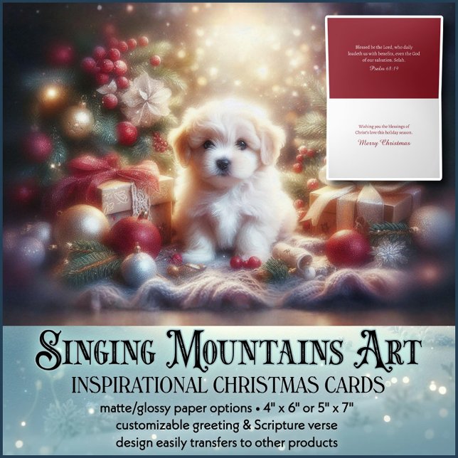 Jul Blessings Puppy Christian KJV Verse Helgkort (Skapare uppladdad)