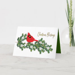 Jul Blessings Red Cardinal på Gräs Gren Helgkort