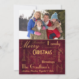 Jul Blessings Retro Red Helgdag Card Julkort