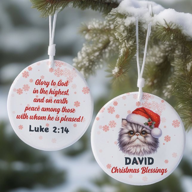 Jul Blessings söta persiska katt Ornament (Skapare uppladdad)