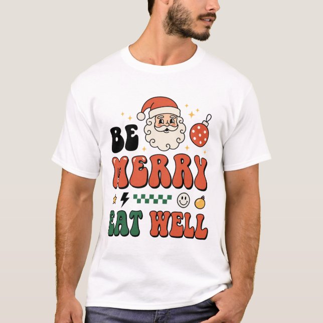 Jul Bli Glad Ät Gott Tomte Design T Shirt (Framsida)