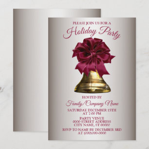 Jul Bllower Golden Bell Helgdagar Party Inbjudningar