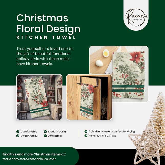 Jul Blommig Design Kökshanddukar (Skapare uppladdad)