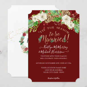 Jul: Blommigten Guld Bröllop vid Season Holly Inbjudningar