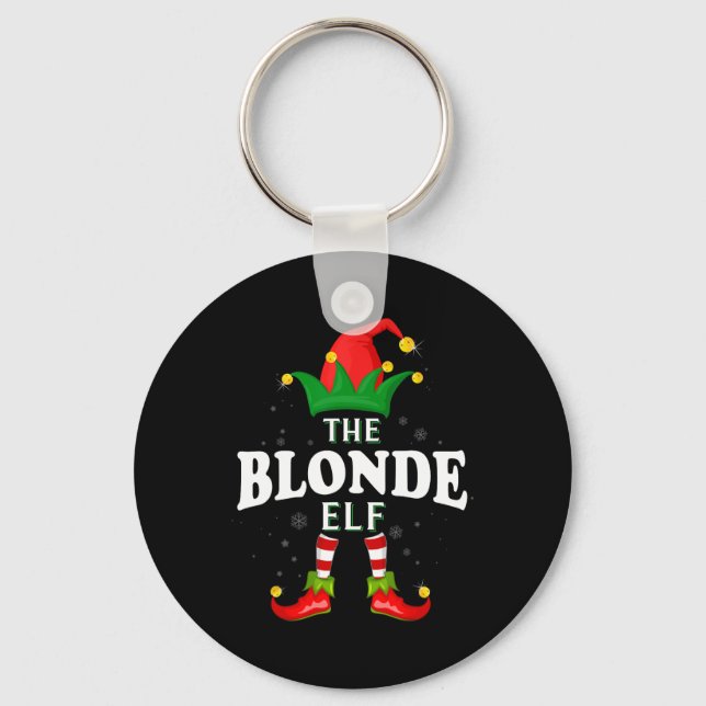 Jul Blond Tomte Familj Matchande Jul Pyjamas  Nyckelring (Framsida)