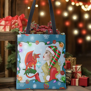 Jul Blonde Elf Red Dragon Fantasy Tygkasse
