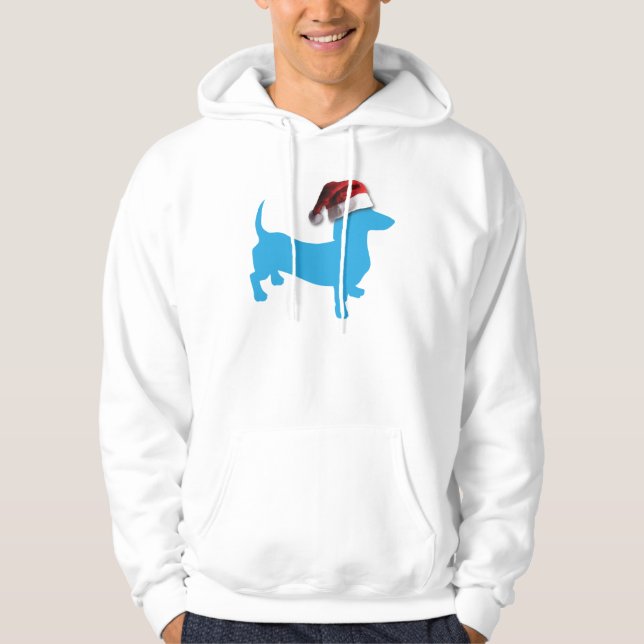Jul Blue Dachshund Sweatshirt Med Luva (Framsida)