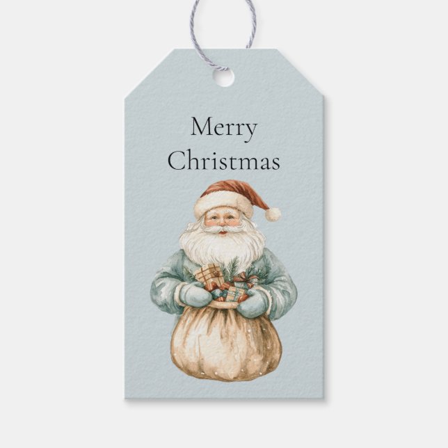 jul Blue Grått Santa Presentetikett (Framsidan)