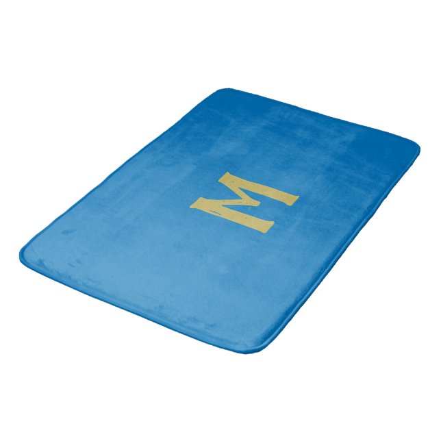 Jul Blue Guld Monogram Badrumsmatta (Vinklad)