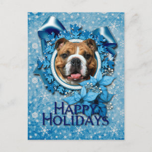 Jul - Blue Snöflingor - Bulldog Helg Vykort