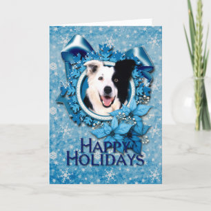 Jul - Blue Snöflingor - Gräns Collie Helgkort