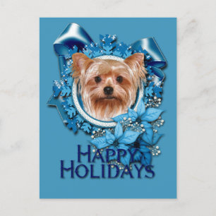 Jul - Blue Snöflingor - Yorkshire Terrier Helg Vykort