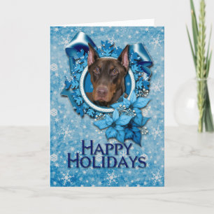 Jul - Blue Snowflake - Doberman - Rocky Helgkort