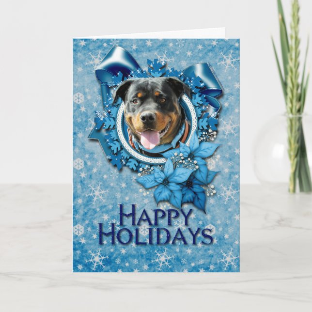Jul - Blue Snowflake - Rottweiler SambaParTi Helgkort (Framsida)
