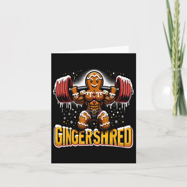 Jul Bodybuilding Gingershred Funny Gingerbre Kort (Framsida)