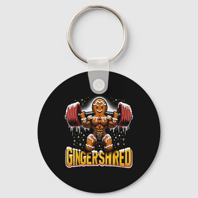 Jul Bodybuilding Gingershred Funny Gingerbre Nyckelring (Framsida)