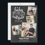 Jul Boho Chalkboard 4 Photo Collage Julkort<br><div class="desc">En helgdag för fotokollage med elegant 4 som gör att du kan anpassa dig med dina favoritfoton i guld,  meddelande,  namn och år på en kalkylbords bakgrund. De omvända funktionerna som faller snöflingor på en matchande kritersbakgrund. Designad av Thisisnotme©</div>
