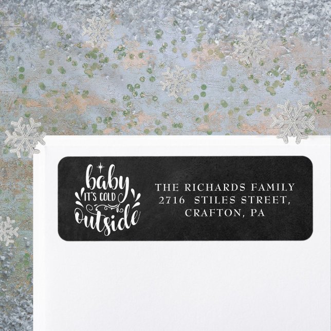 Jul Boho Kritskrifts Returadress Etikett (Christmas Boho Chalkboard Return Address Label)