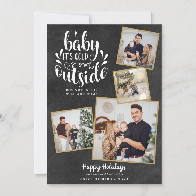Jul Boho Kritskriftsbräda 4 Foto Collage Julkort (Framsida)