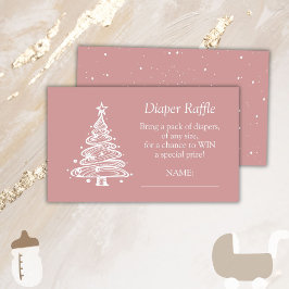 Jul Boho Rosa Flicka Shower Diaper Raffle Tilläggskort
