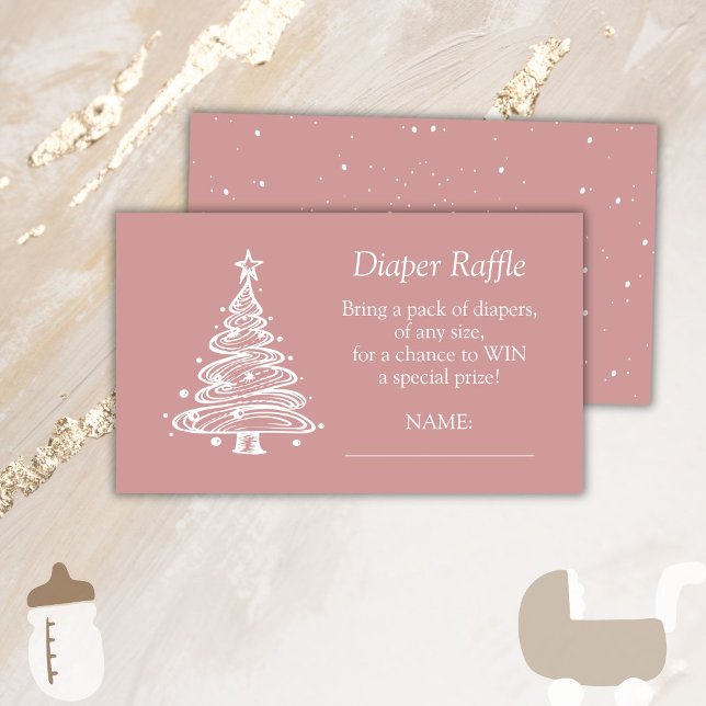 Jul Boho Rosa Flicka Shower Diaper Raffle Tilläggskort (Skapare uppladdad)