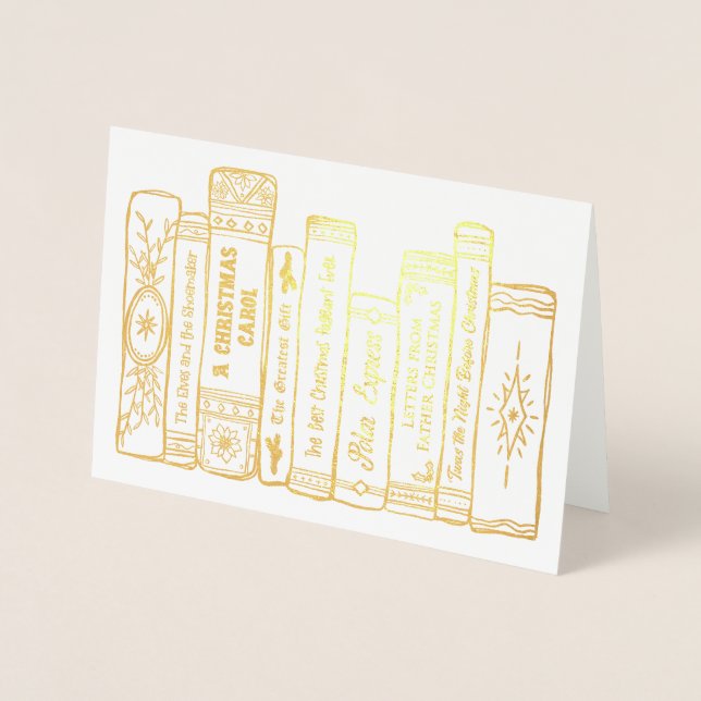 Jul Bokar Hand plockade Illustrated Helgdag Folierat Kort (Framsida)