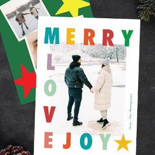 Jul BOLD Modern MERRY KÄRLEK JOY MultiphoY Julkort