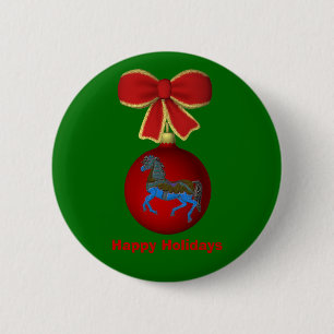 Jul Boll Carousel Horse Helgdag Button Pin Knapp