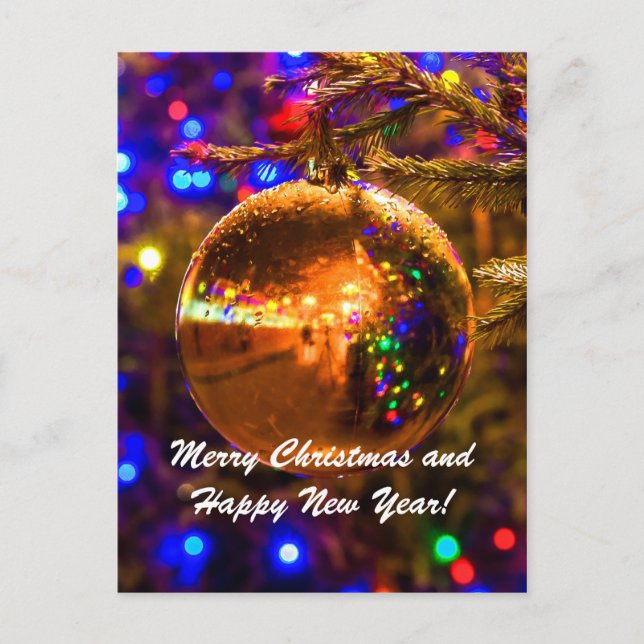 Jul Boll Gult Belysning Helg Vykort (Framsida)