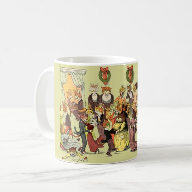 Jul Boll i Catsville av Louis Wain Kaffemugg (Framsida vänster)