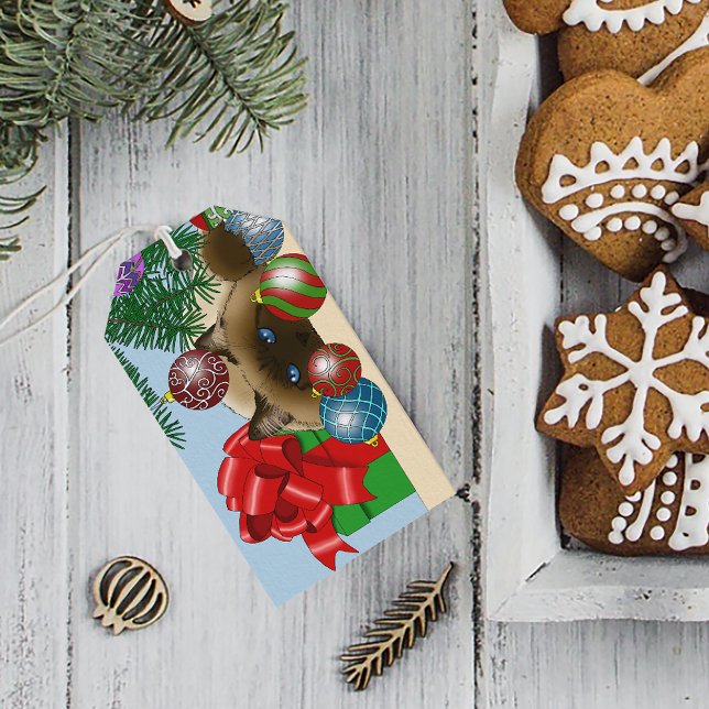 Jul Boll Ornament Cat Presentetikett (Skapare uppladdad)