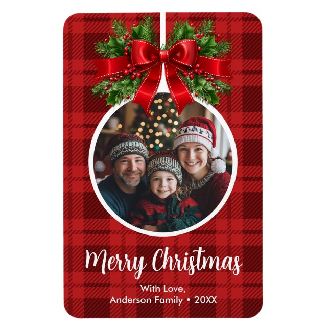 Jul Boll Ornament Photo Red Buffalo Play Magnet (Vertikal)